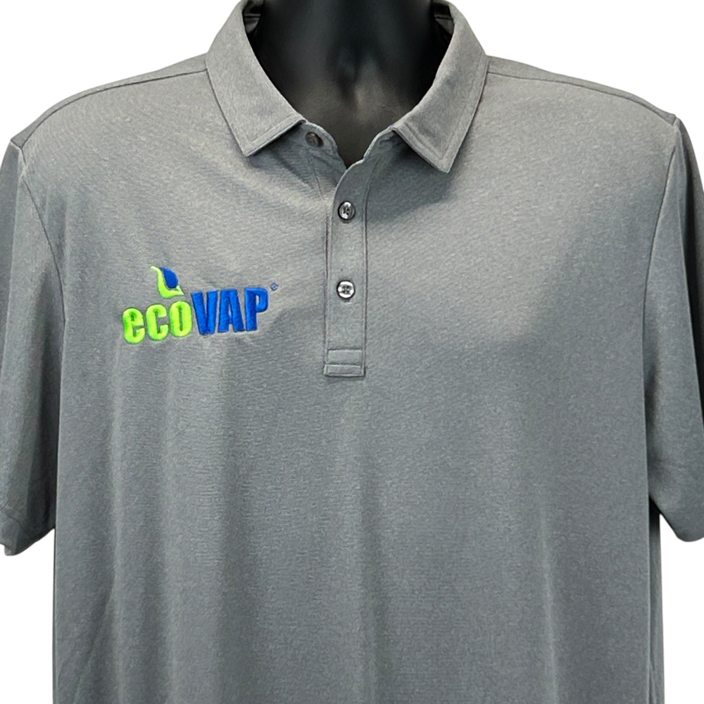 Travis Mathew Coto Performance EcoVAP Polo Shirt Gray Golfer Logo Mens L Large